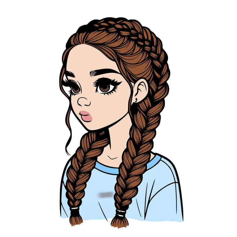 realistic girl with braids