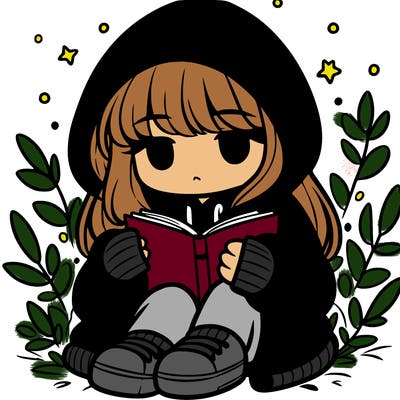 girl in oversized hoodie reading a book
