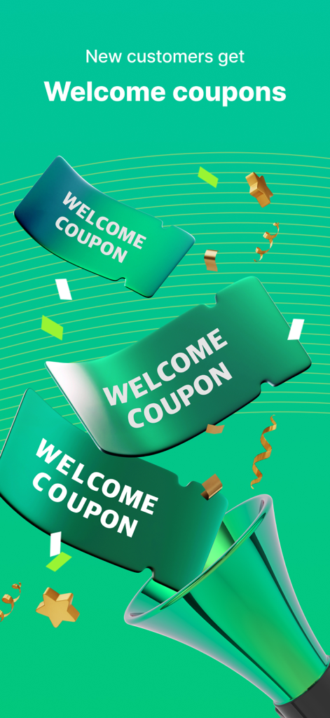 WireBarley - WireBarley promotional screen offering welcome coupons to new customers