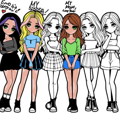 a group of girls realistic