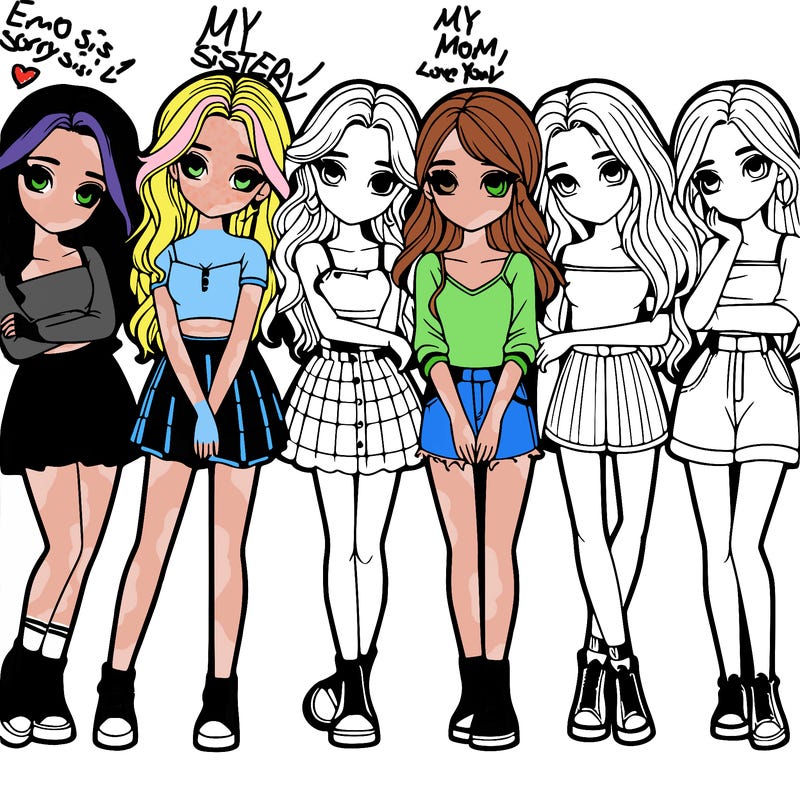 a group of girls realistic