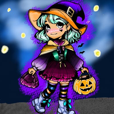 realistic girl with a halloween costume