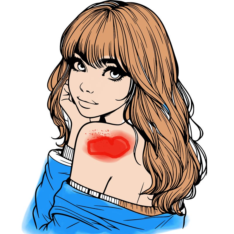 realistic girl with bangs looking over her shoulder