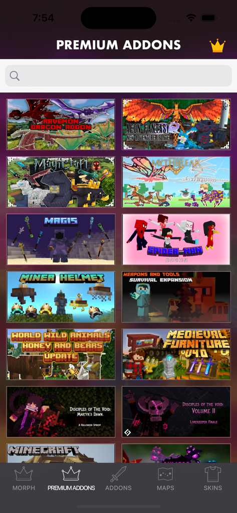 Morph Addons For Minecraft - Una lista de mods premium de Minecraft que incluye mods de dragones, skins de Spider-Man y paquetes de texturas de fantasía