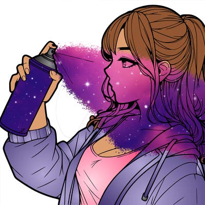a realistic girl spray, painting
