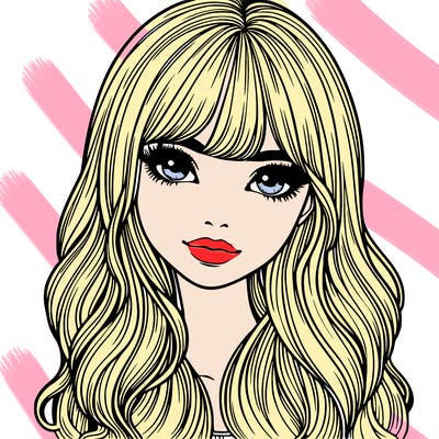 realistic girl with long hair and bangs