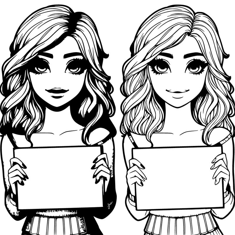 realistic pretty girl holding blank sign