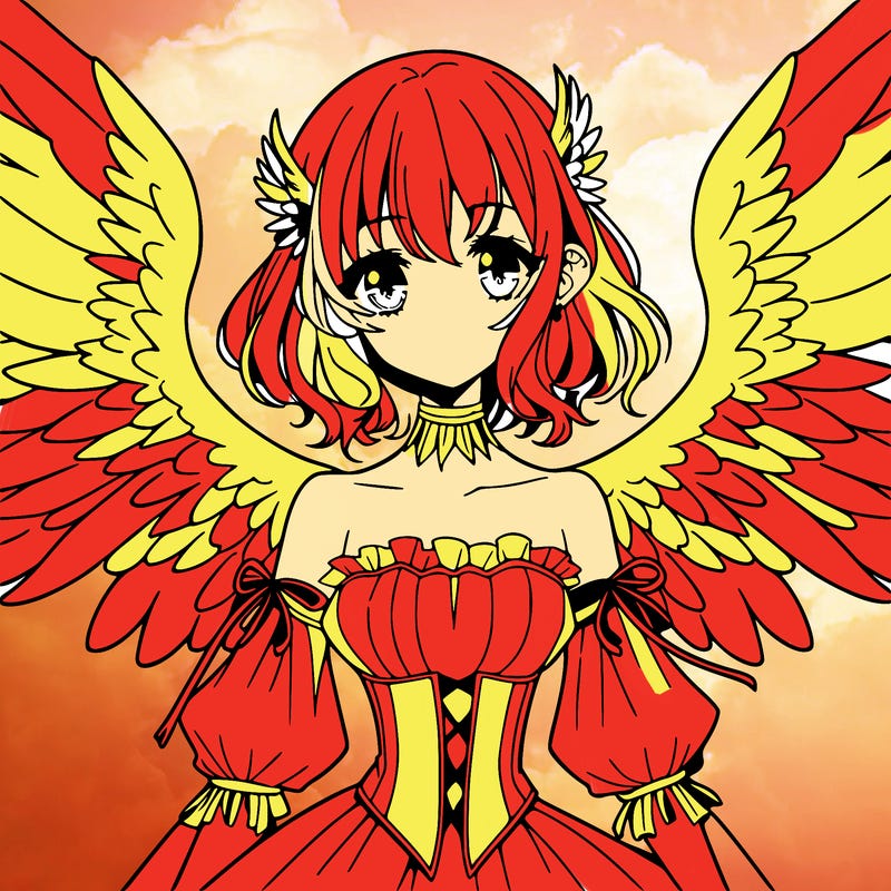 manga woman with large wings