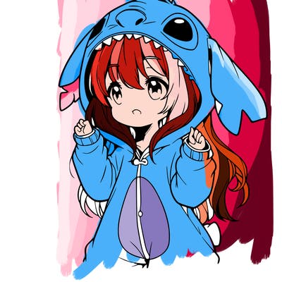 anime girl in a stitch onsie