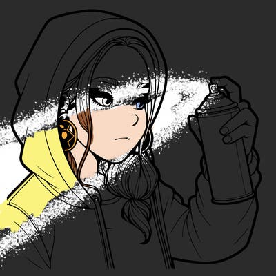 a realistic girl, spray painting