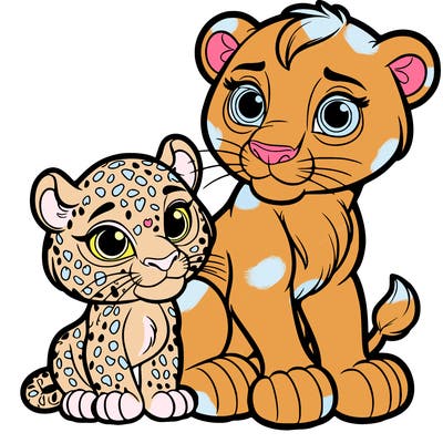 female jaguar and lion