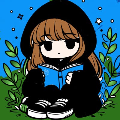 girl in oversized hoodie reading a book