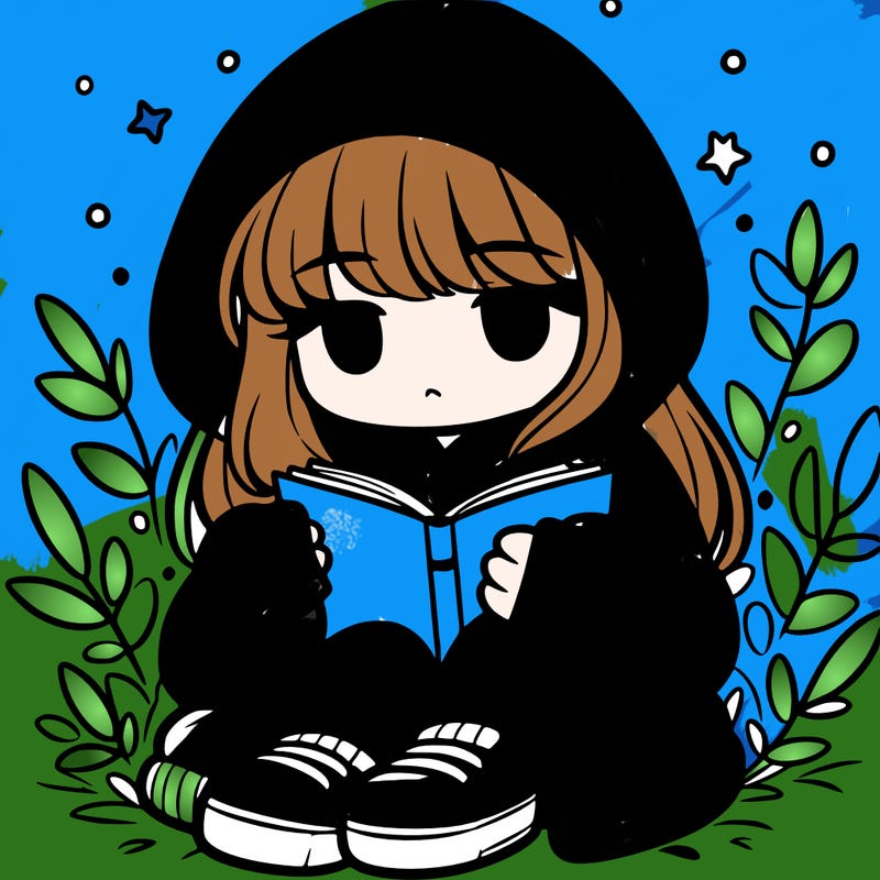 girl in oversized hoodie reading a book