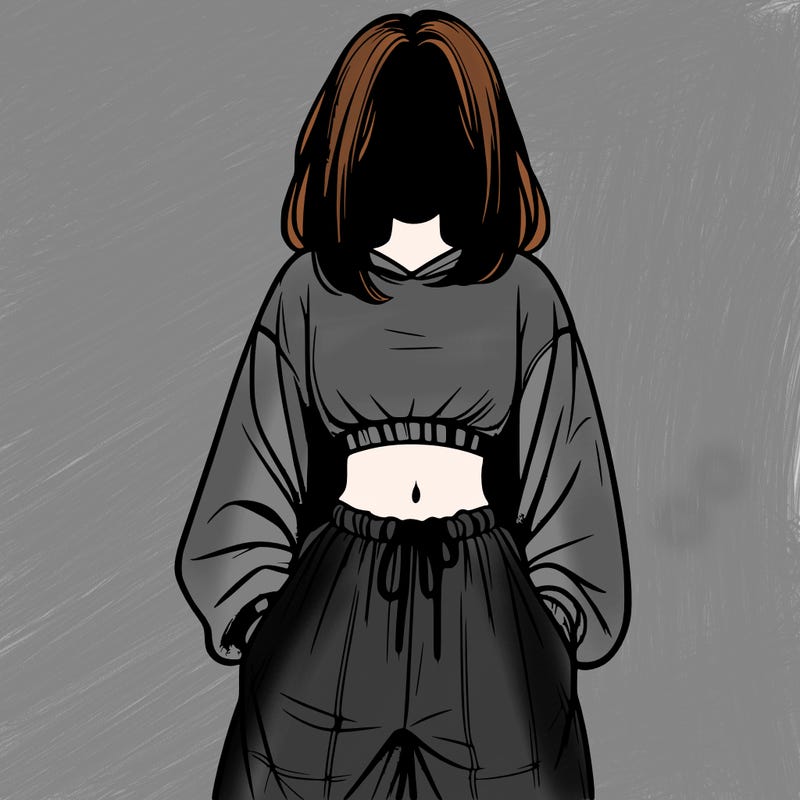 realistic girl faceless with baggy pants and a crop top