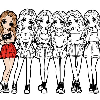 a group of girls realistic