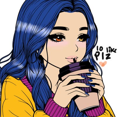 realistic girl drinking coffee