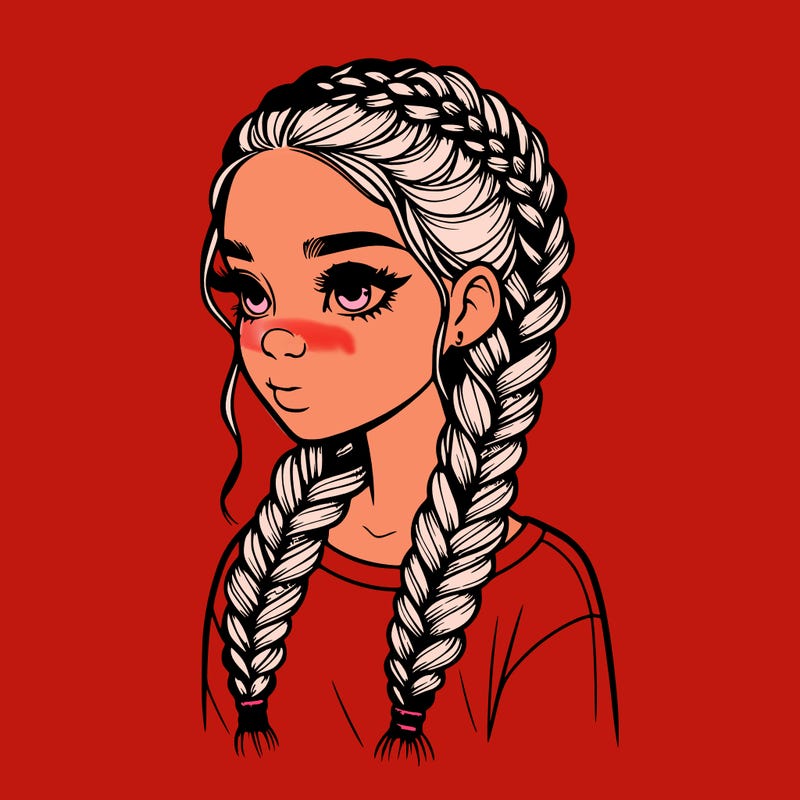 realistic girl with braids