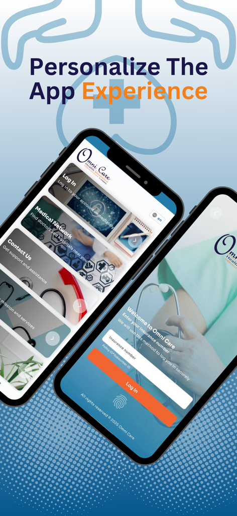 Screenshots of the Omni Care app for managing health and dental insurance benefits