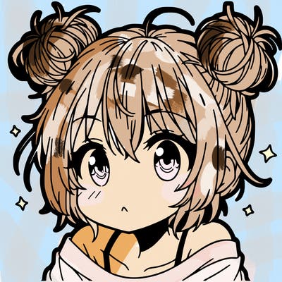 a manga girl with messy small buns