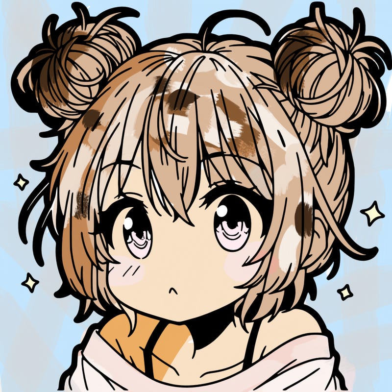a manga girl with messy small buns