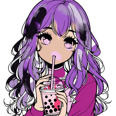 realistic girl drink a boba