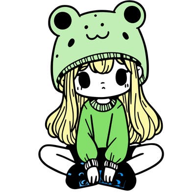 a girl wearing a frog hat and some frog socks