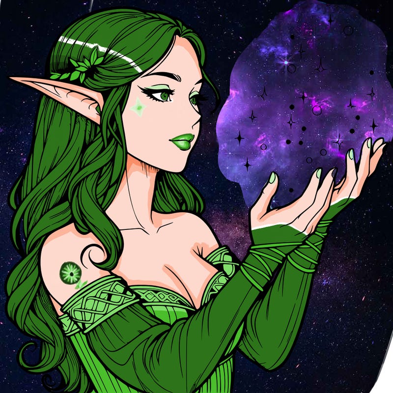 realistic elf girl doing magic