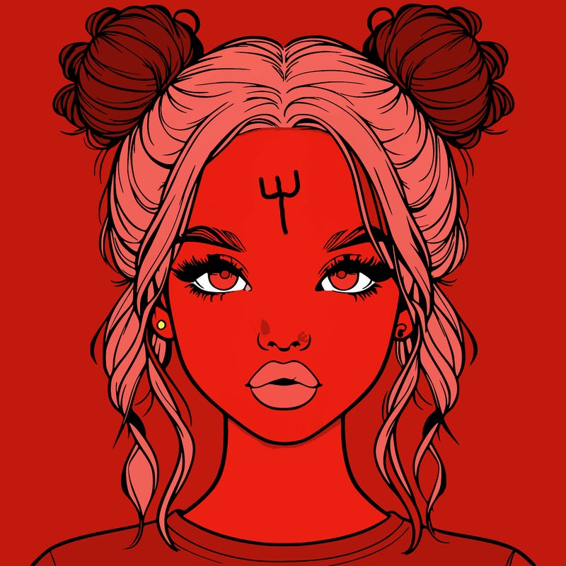 realistic girl with two buns in hair and lips