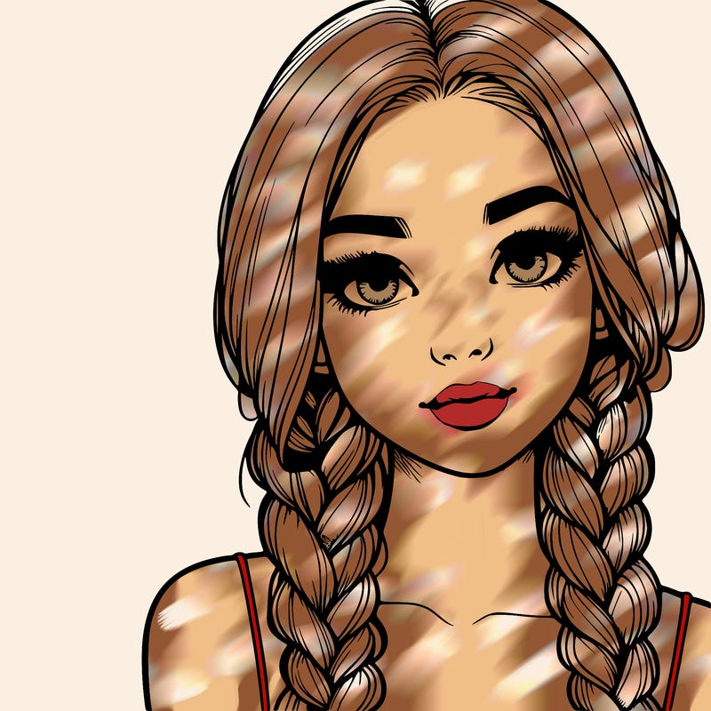 realistic girl with braids