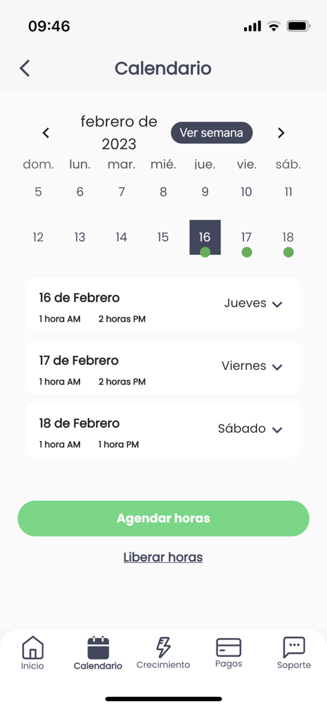 UbyCall - UbyCall app calendar interface for scheduling remote work hours