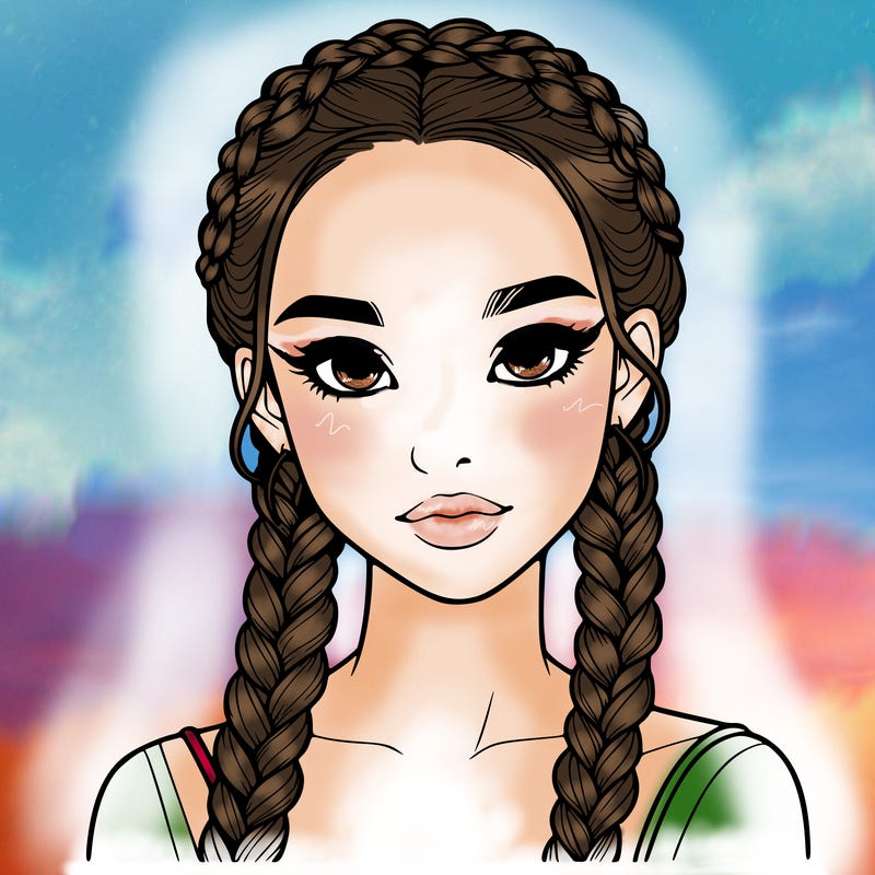 realistic girl with braids