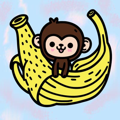 monkey inside of a banana