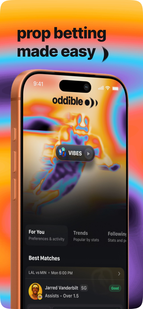 Oddible: AI Sports Betting - Oddible mobile app screen showing AI graded prop betting picks and player statistics
