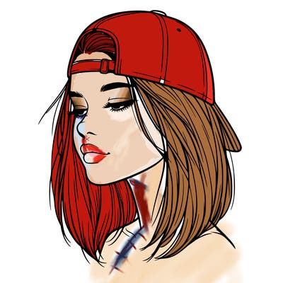 realistic  girl with a backwards hat