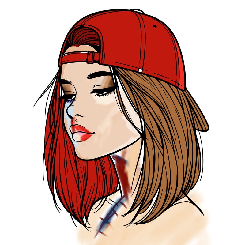 realistic  girl with a backwards hat