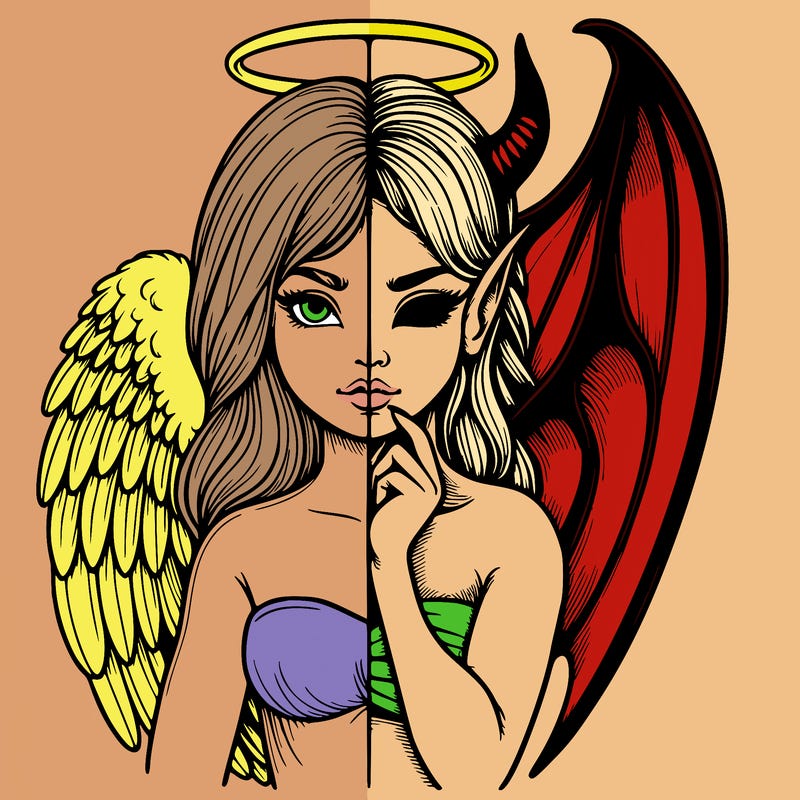 realistic angel half demon