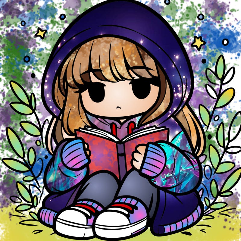 girl in oversized hoodie reading a book