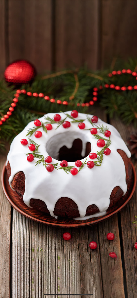 Sound Touch-Christmas (School) - Festive Christmas bundt cake with white icing and red berries