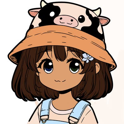 girl  with  cow bucket hat  manga