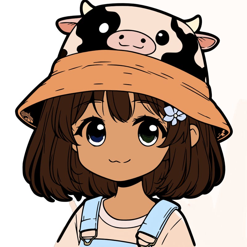 girl  with  cow bucket hat  manga