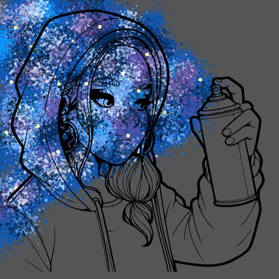 a realistic girl, spray painting