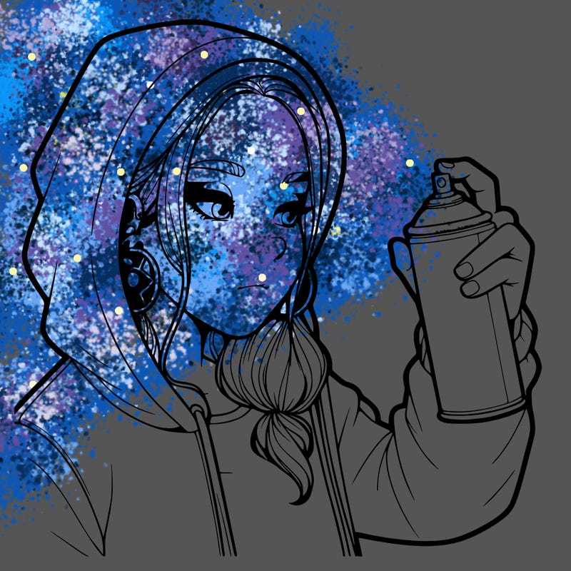 a realistic girl, spray painting