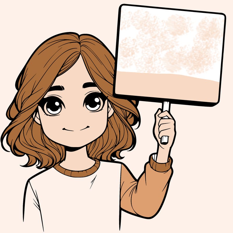 realistic girl holding up a sign