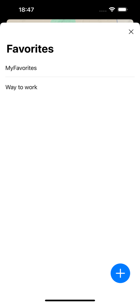Favorites screen in the USA Traffic Cameras app showing saved routes like Way to work.