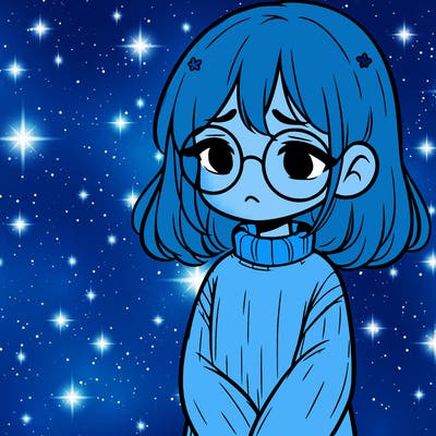 sad girl with glasses in a sweater