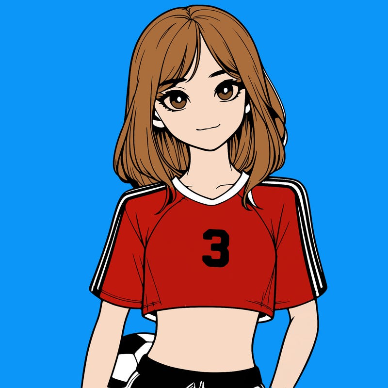 realistic girl wearing soccer jersey