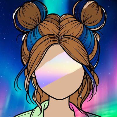 realistic girl with buns on the top of her hair