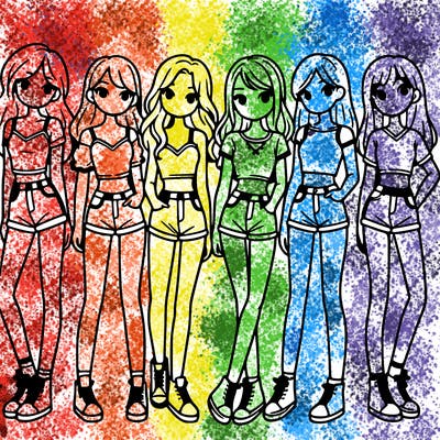 a group of girls wearing crop tops and shorts