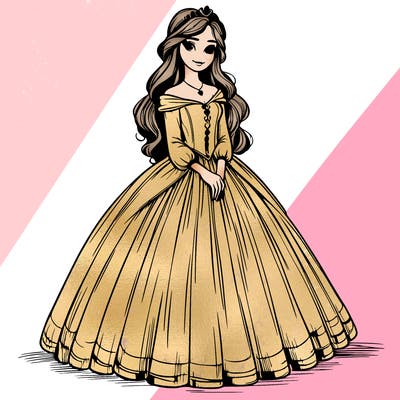 princess with long dress realistic