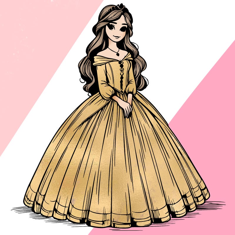 princess with long dress realistic